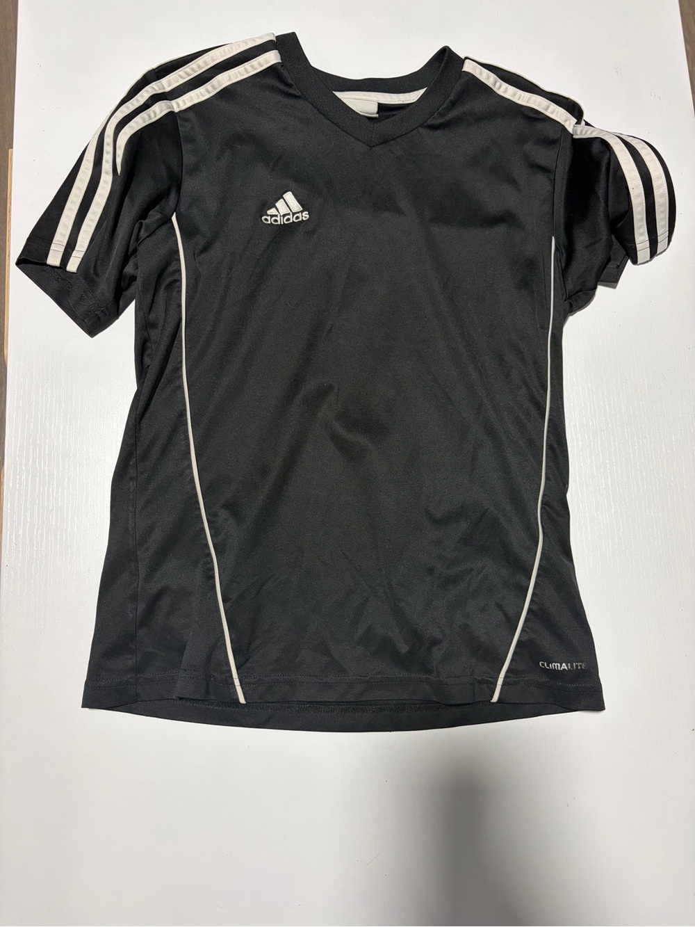 adidas Black Kids' Short-Sleeve Athletic Jersey with White Trim
